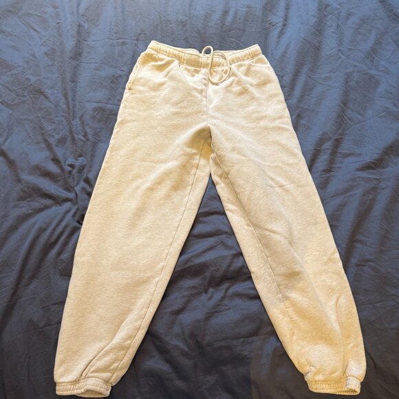 Aritzia TNA Cozy Fleece Mega Sweatpants S Light Heather Grey Oversized Joggers - Picture 3 of 5